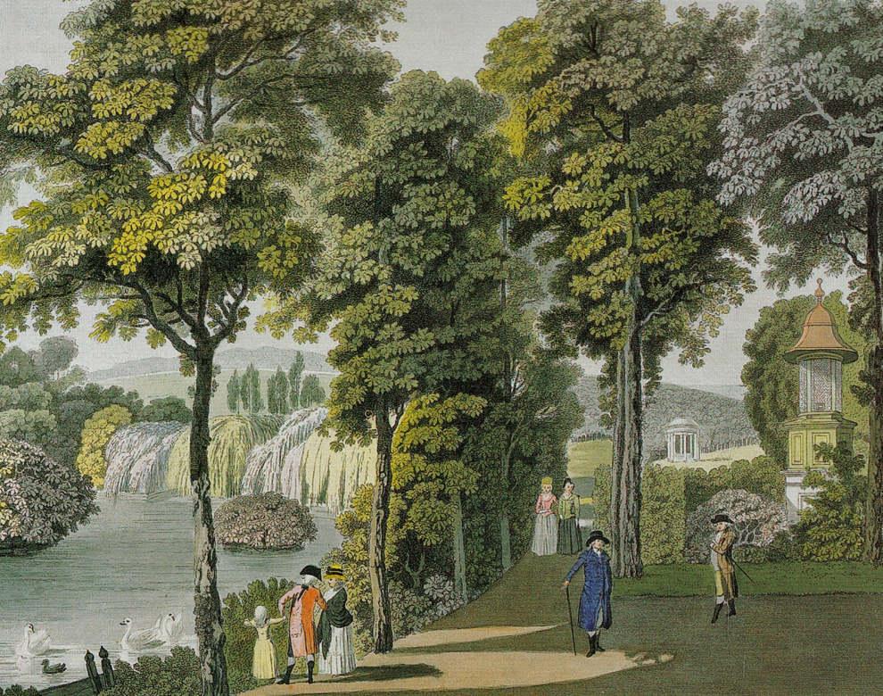 Alte Darstellung eines Landschaftsparks